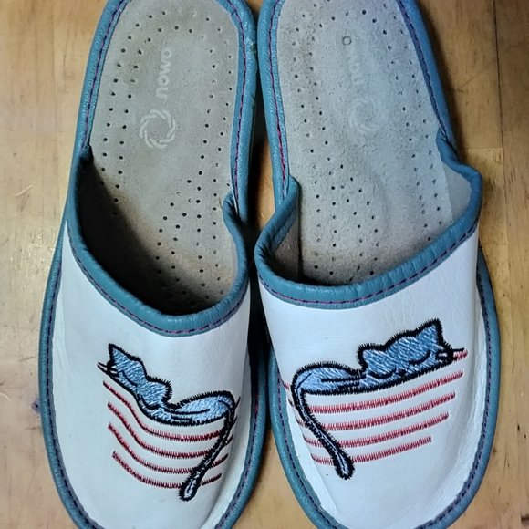 Nowo Other - Kid's boy's children's slippers shoes with sleeping cat kitten kittie